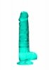 Realistyczne żelowe dildo penis na przyssawce zielony 20 cm